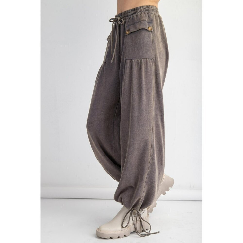 Ready For Takeoff Mineral Washed Terry Knit Pants in Ash Blue - Picture 8 of 9